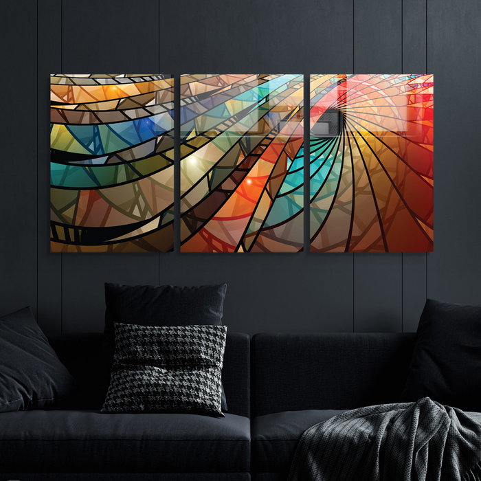 Wallity Conjunto de 3 Pinturas Decorativas en Vidrio Templado 50 x 70 cm Multicolor
